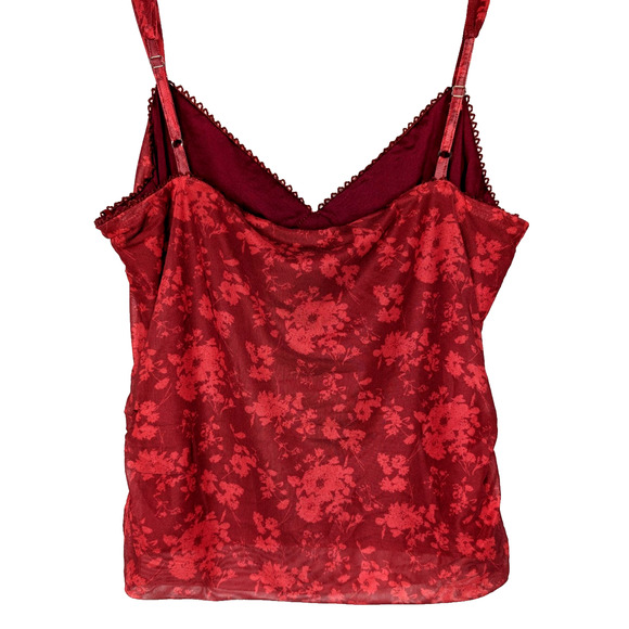 Princess Polly Attention On Me Y2K Floral Babydoll Dark Fairy Red Sheer Camisole - Picture 6 of 13